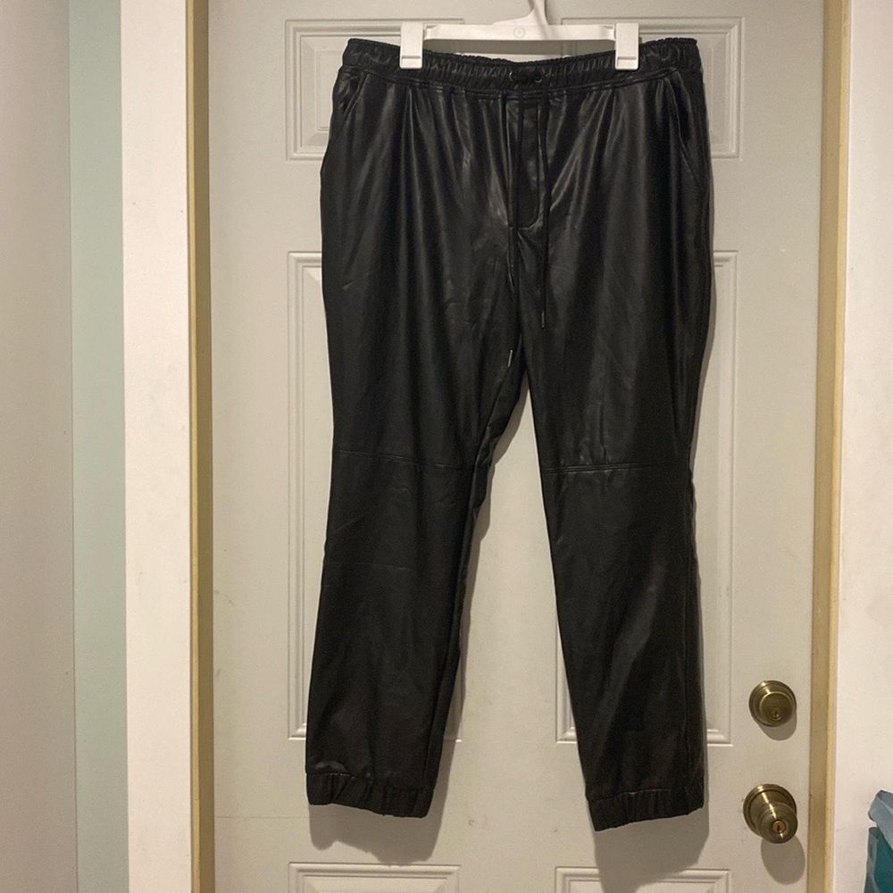 Eesome Black Faux Leather Joggers